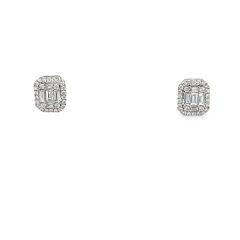 Earrings diamond rectangular shape studs - Gaines Jewelers