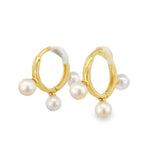Earrings fresh water pearl hoops 14kt yellow gold - Gaines Jewelers