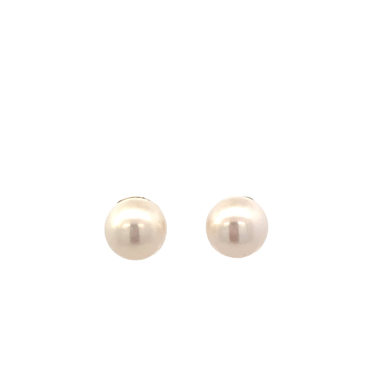 Earrings - fresh water pearl studs 10.5 - 11mm 14kt yellow gold - Gaines Jewelers