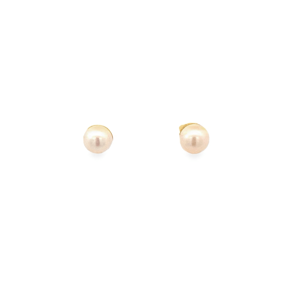 Earrings - fresh water pearl studs 5 - 5.5mm 14kt yellow gold - Gaines Jewelers