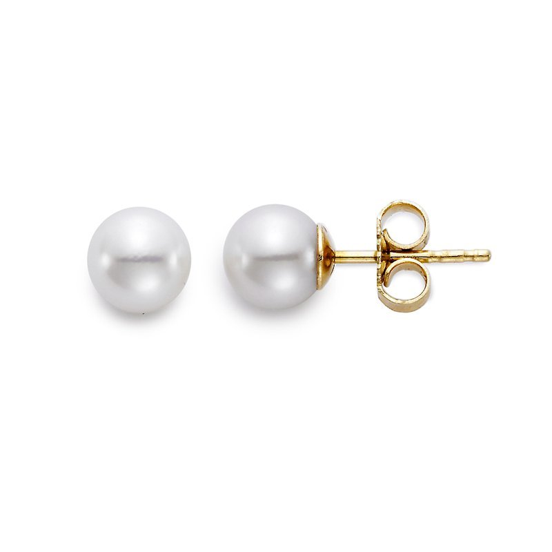 Earrings - fresh water pearl studs 6 - 6.5mm 14kt yellow gold - Gaines Jewelers