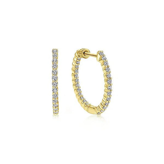 Earrings - inside out diamond hoops 20mm 0.48ct 14kt yellow gold - Gaines Jewelers