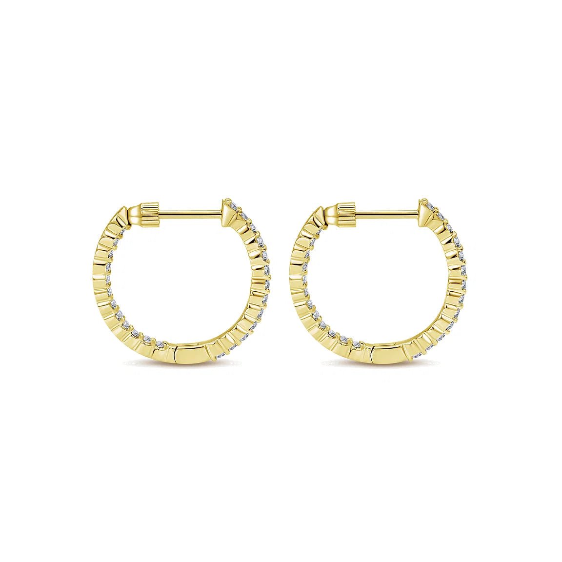 Earrings - inside out diamond hoops 20mm 0.48ct 14kt yellow gold - Gaines Jewelers