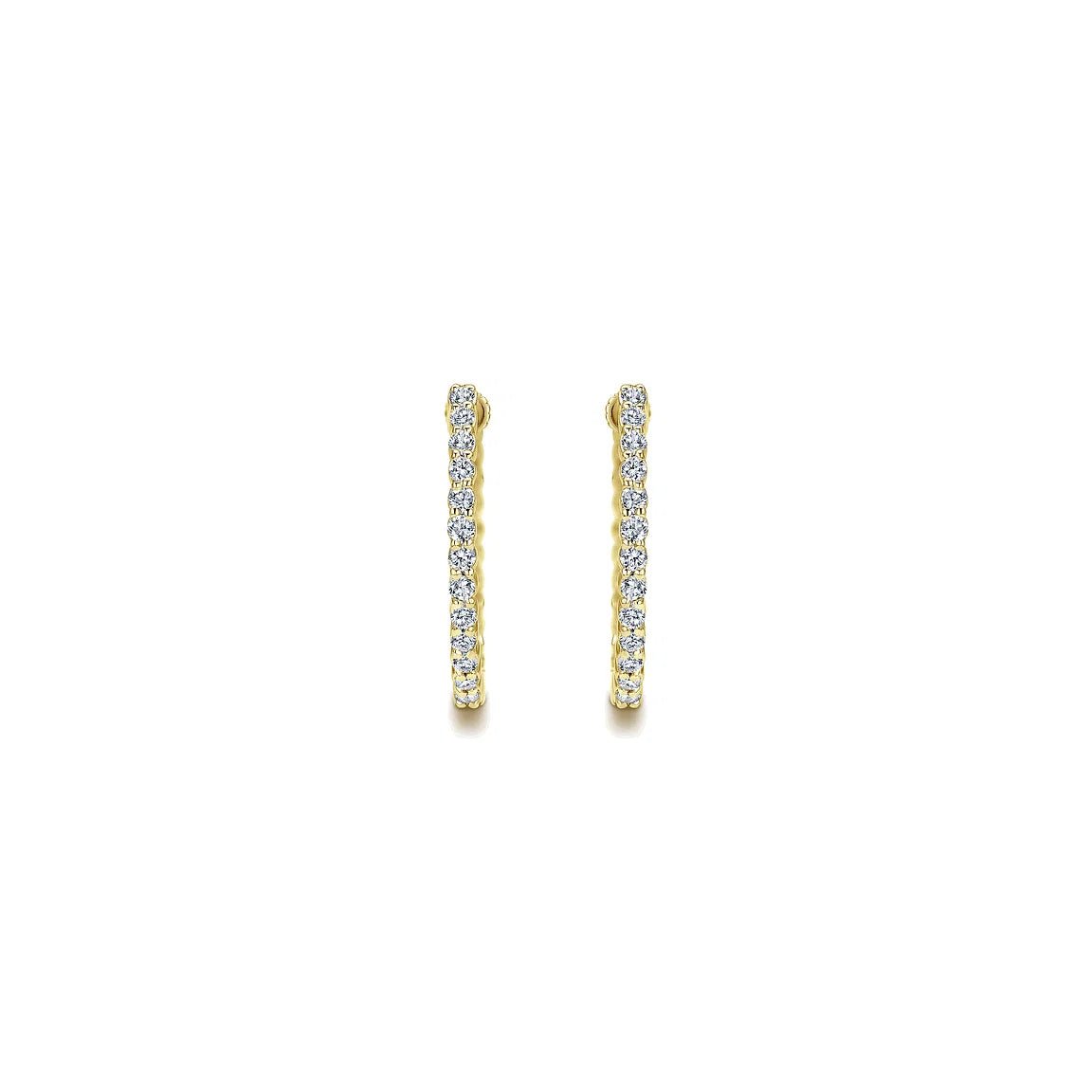 Earrings - inside out diamond hoops 20mm 0.48ct 14kt yellow gold - Gaines Jewelers