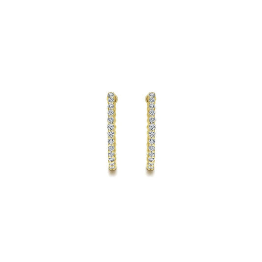 Earrings - inside out diamond hoops 20mm 0.48ct 14kt yellow gold - Gaines Jewelers