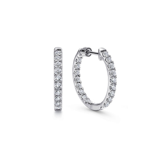 Earrings - inside - out diamond hoops total weight - .97ct 14kt white gold - Gaines Jewelers