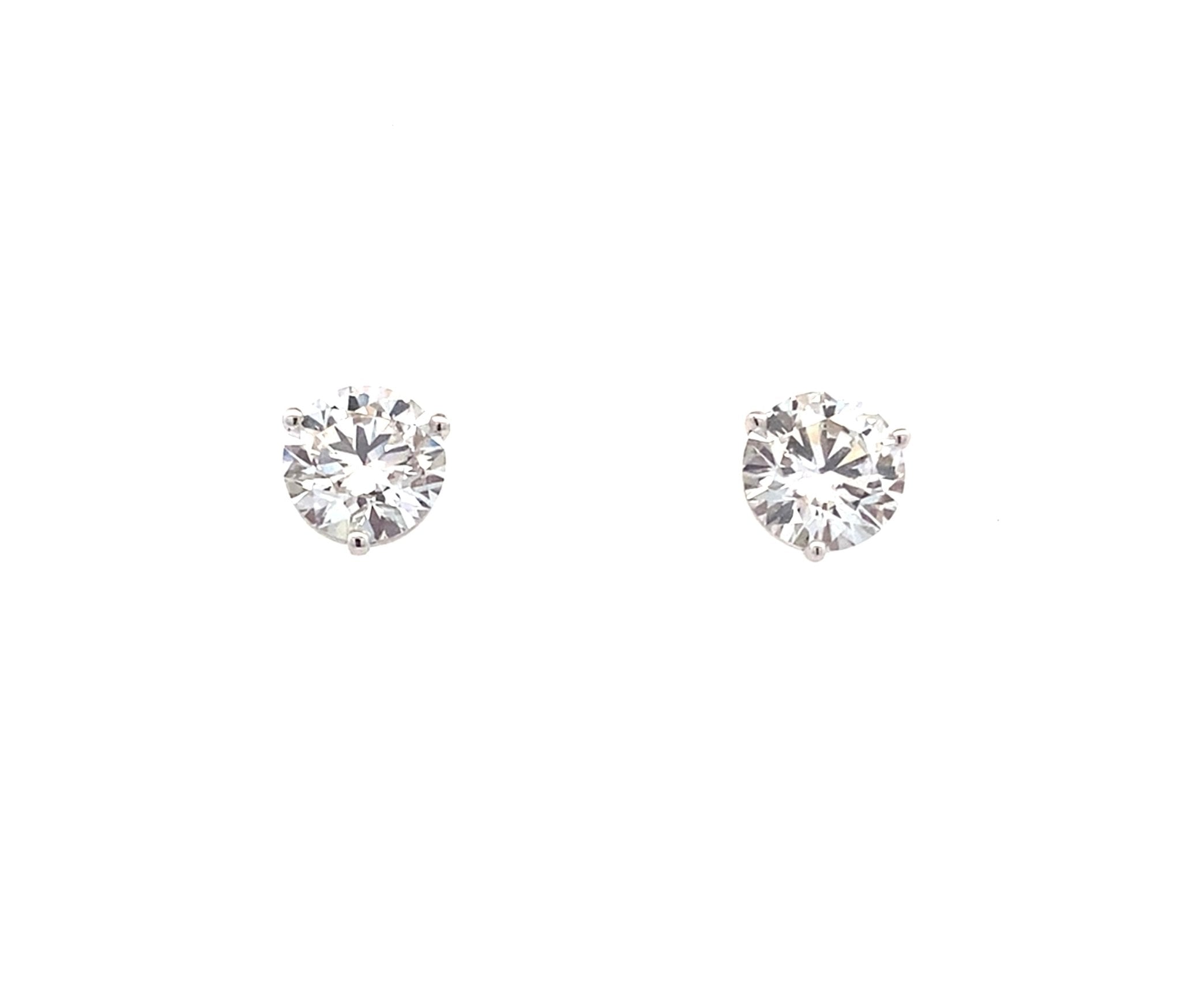 Earrings lab diamond studs 5.05ct 14kt white gold - Gaines Jewelers