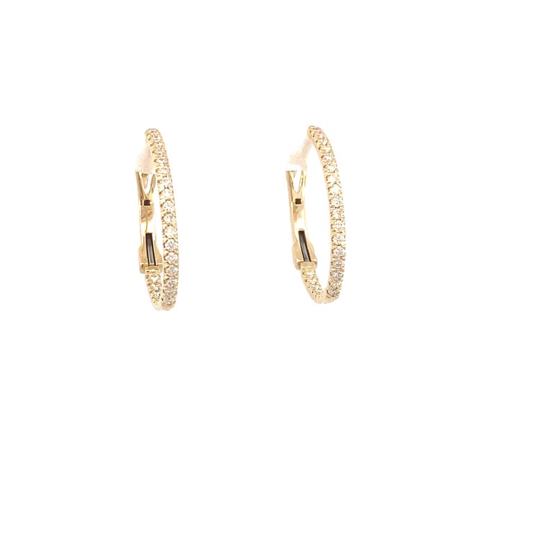 Earrings - oval diamond hoops inside - out 14kt yellow gold .33ct - Gaines Jewelers