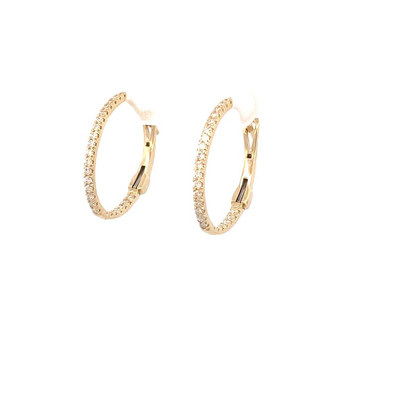 Earrings - oval diamond hoops inside - out 14kt yellow gold .33ct - Gaines Jewelers