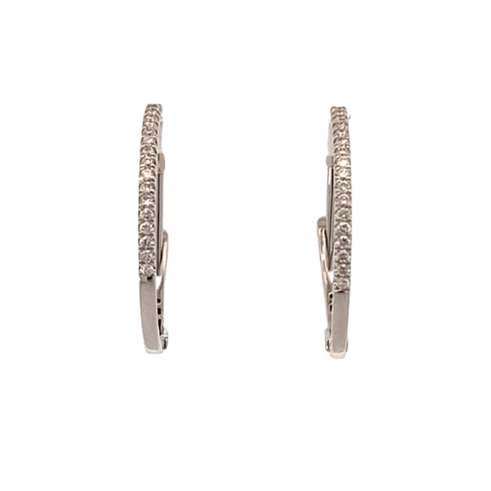 Earrings small hoops set with diamonds inside - out 1.27ct 14kt white gold - Gaines Jewelers