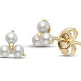 Earrings with a trio of tiny fresh water pearls 14kt yellow gold - Mastoloni - Gaines Jewelers