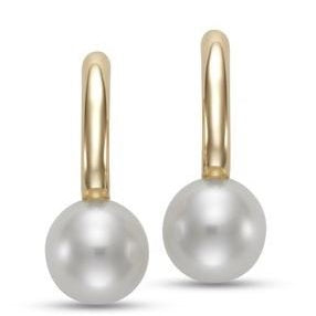 Earrings with fresh water pearl on a semi hoop 14kt yellow gold - Mastoloni - Gaines Jewelers