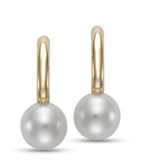 Earrings with fresh water pearl on a semi hoop 14kt yellow gold - Mastoloni - Gaines Jewelers