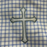 Easter Basket - Picnic in Blue with Blue Embroidered Cross - Petite Keep - Gaines Jewelers