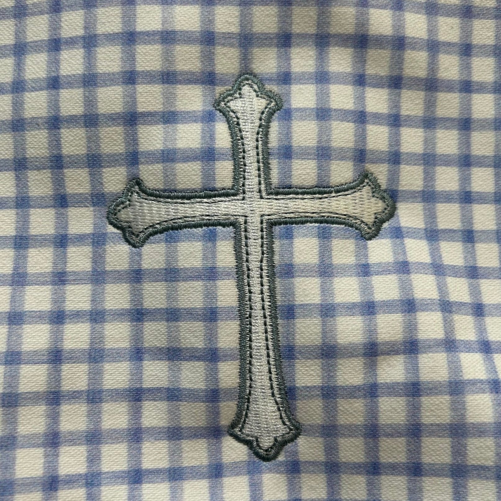 Easter Basket - Picnic in Blue with Blue Embroidered Cross - Petite Keep - Gaines Jewelers