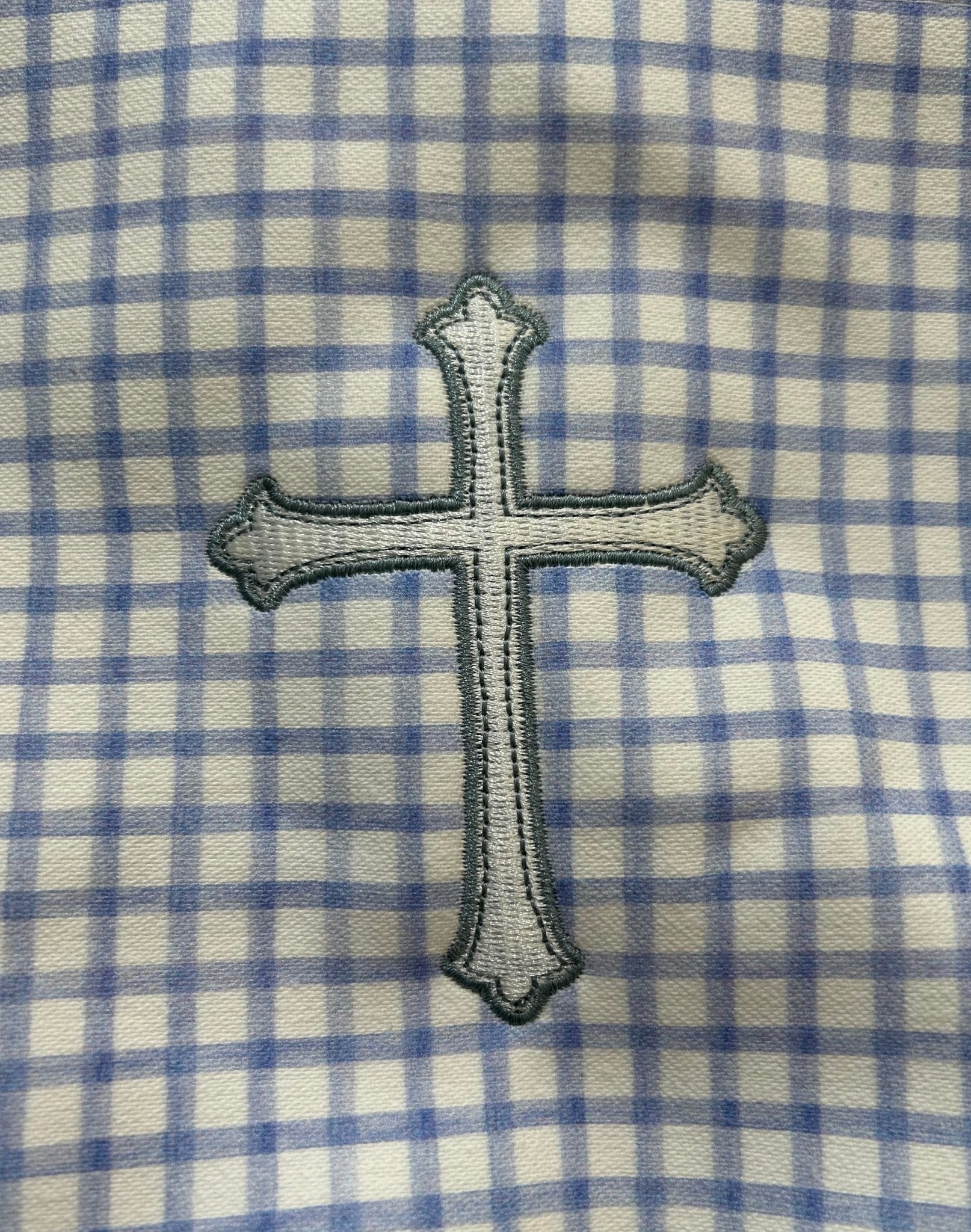 Easter Basket - Picnic in Blue with Blue Embroidered Cross - Petite Keep - Gaines Jewelers