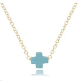 egirl 14" Necklace Gold - Signature Cross Small Mint - enewton - Gaines Jewelers