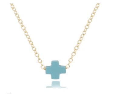 egirl 14" Necklace Gold - Signature Cross Small Mint - enewton - Gaines Jewelers