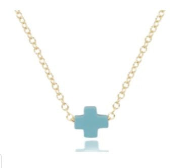 egirl 14" Necklace Gold - Signature Cross Small Turquoise - enewton - Gaines Jewelers