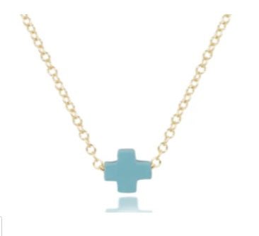 egirl 14" Necklace Gold - Signature Cross Small Turquoise - enewton - Gaines Jewelers