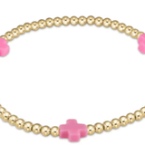 egirl Signature Cross Gold Pattern 3mm Bead Bracelet - Bright Pink - enewton - Gaines Jewelers