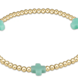 egirl Signature Cross Gold Pattern 3mm Bead Bracelet - Mint - enewton - Gaines Jewelers