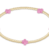 Egirl Signature Cross Small Gold Pattern 2mm Bead Bracelet - Bright Pink - enewton - Gaines Jewelers