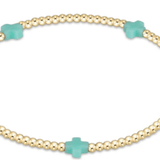 egirl Signature Cross Small Gold Pattern 2mm Bead Bracelet - Mint - Enewton - Gaines Jewelers