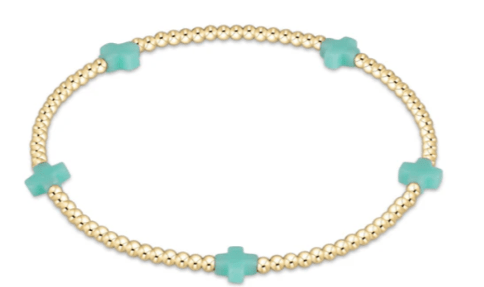 egirl Signature Cross Small Gold Pattern 2mm Bead Bracelet - Mint - Enewton - Gaines Jewelers