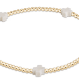 egirl Signature Cross Small Gold Pattern 2mm Bead Bracelet - Off - White - Enewton - Gaines Jewelers