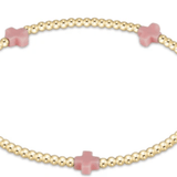 egirl Signature Cross Small Gold Pattern 2mm Bead Bracelet - Pink - Enewton - Gaines Jewelers