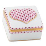 Embossed Heart Box - Raspberry - Herend - Gaines Jewelers