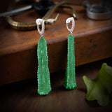 ****Emerald & diamond earrings drop style vintage 1990 in 14kt white gold by MDJ - Gaines Jewelers