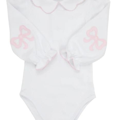 Emma's Elbow Patch Top & Onesie Worth Avenue White with Palm Beach Pink - The Beaufort Bonnet Company - Gaines Jewelers