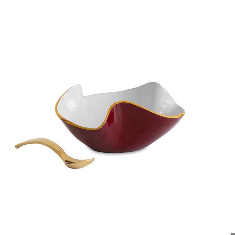 Encanto Aries Mini Bowl with Spoon - Bordeaux and White - Beatriz Ball - Gaines Jewelers