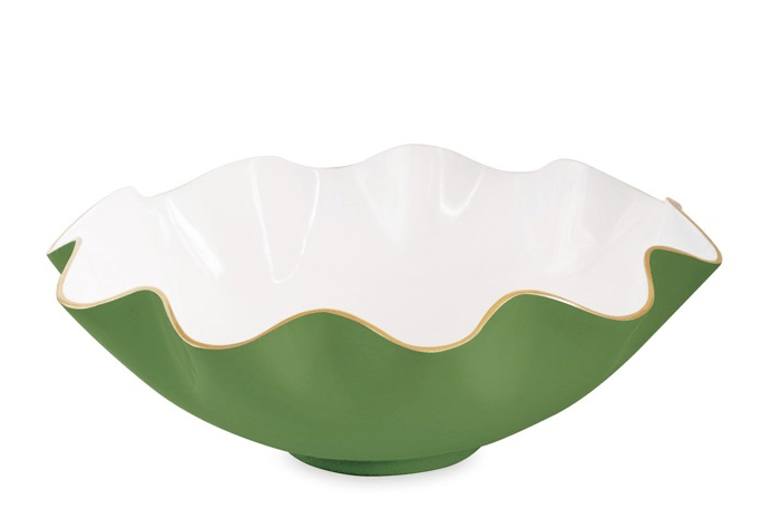 Encanto Carola Extra Large Bowl - Leaf Green and White - Beatriz Ball - Gaines Jewelers