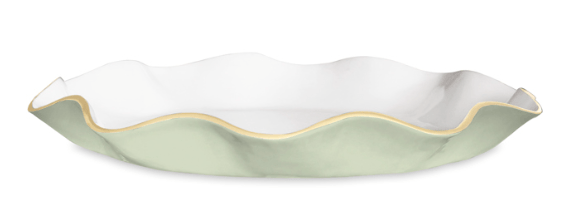 Encanto Carola Large Round Platter - Pistachio and White - Beatriz Ball - Gaines Jewelers