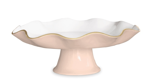 Encanto Carola Pedestal Cake Plate - Camellia and White - Beatriz Ball - Gaines Jewelers