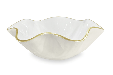 Encanto Carola Small Round Bowl - Cream and White - Beatriz Ball - Gaines Jewelers