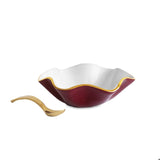 Encanto Carola Small Round Bowl with Spoon - Bordeaux and White - Beatriz Ball - Gaines Jewelers