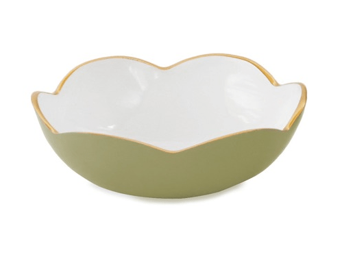 Encanto Nuevo Large Bowl - Leaf Green & White - Beatriz Ball - Gaines Jewelers