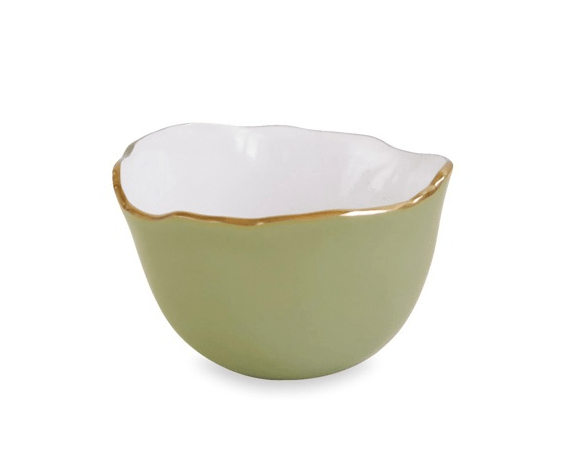 Encanto Osaka Small Bowl - Leaf Green and White - Beatriz Ball - Gaines Jewelers
