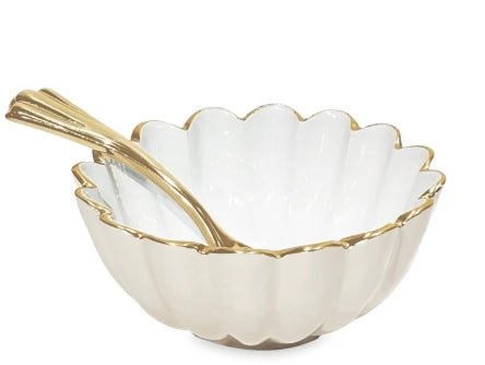 Encanto Vienna Mini Bowl with Spoon - Cream and White - Beatriz Ball - Gaines Jewelers