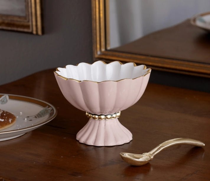 ENCANTO Vienna Mini Pedestal with Spoon (Camellia and White) - Beatriz Ball - Gaines Jewelers