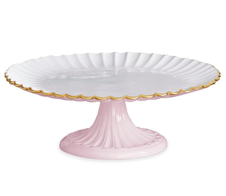 ENCANTO Vienna Pedestal Cake Plate Camellia and White - Beatriz Ball - Gaines Jewelers