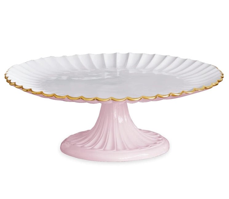 ENCANTO Vienna Pedestal Cake Plate Camellia and White - Beatriz Ball - Gaines Jewelers