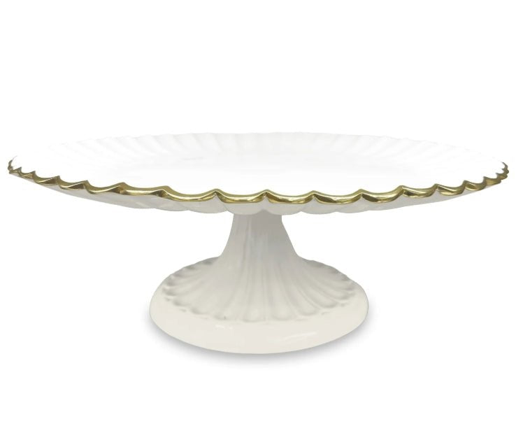 ENCANTO Vienna Pedestal Cake Plate (Cream and White) - Beatriz Ball - Gaines Jewelers