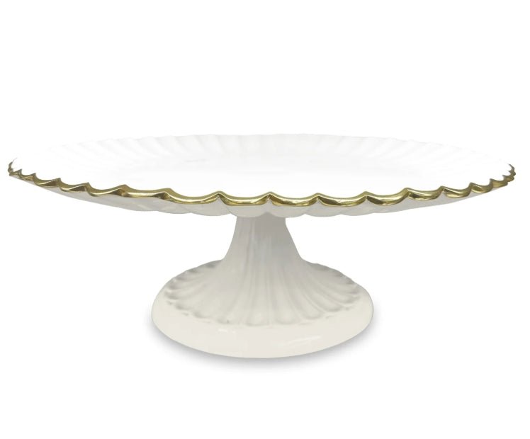 ENCANTO Vienna Pedestal Cake Plate (Cream and White) - Beatriz Ball - Gaines Jewelers