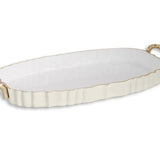 ENCANTO Vintage Fluted Oval Tray with Handles - Cream - Beatriz Ball - Gaines Jewelers