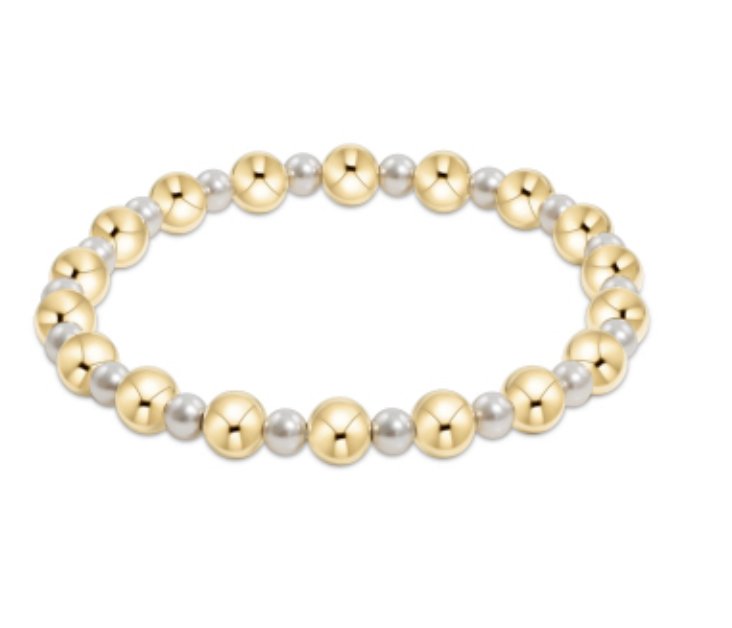 enewton Extends - Pearl Grateful Pattern 4mm Bead Bracelet - 6mm Gold - Gaines Jewelers